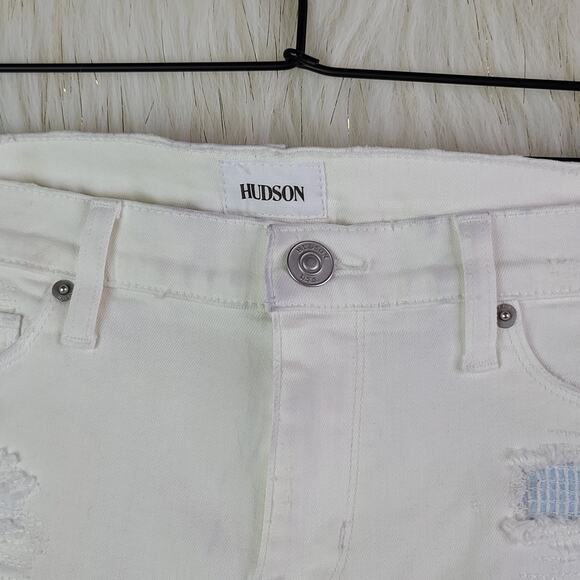 NEW Hudson Ankle Krista Super Skinny White Distressed Stretch Jeans Size 27 - Picture 7 of 13